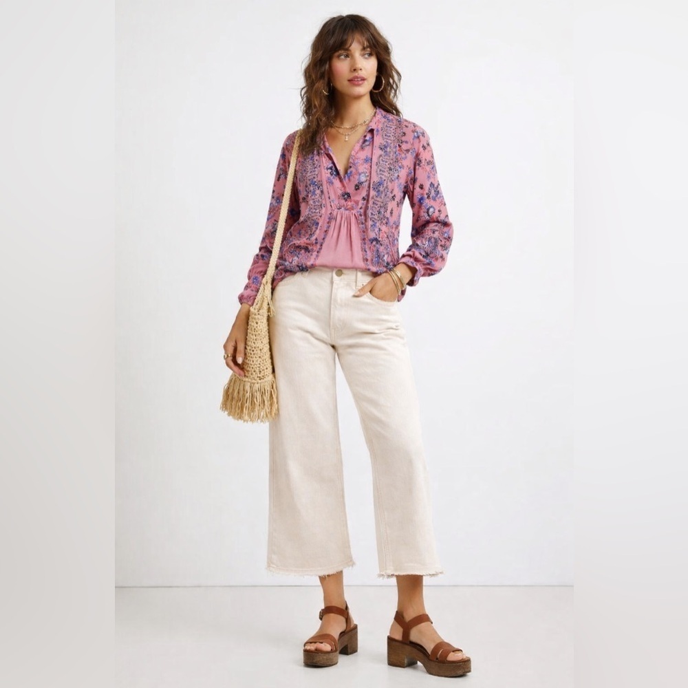 Lucky Brand Paisley pattern boho blouse
